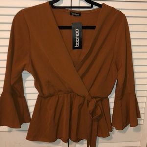 BOOHOO ruffled sleeves shirt.